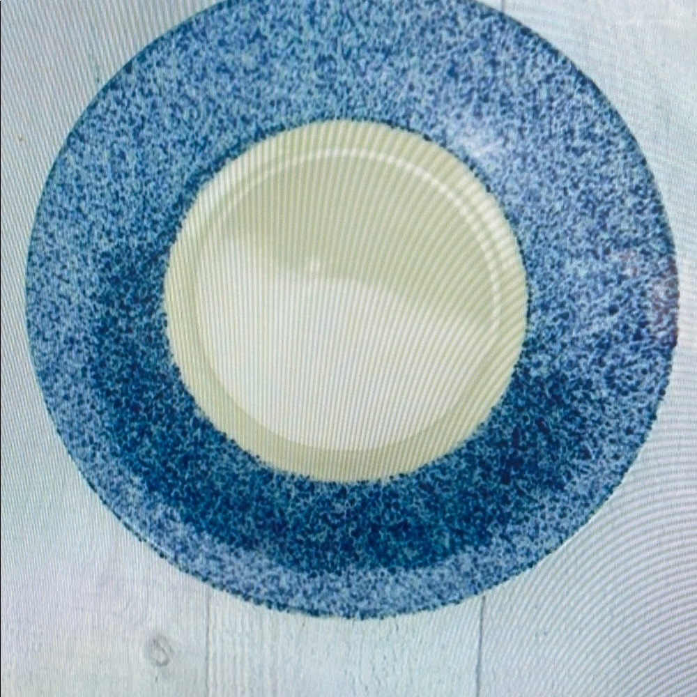 Blue and Cream Speckled Dinner Plate